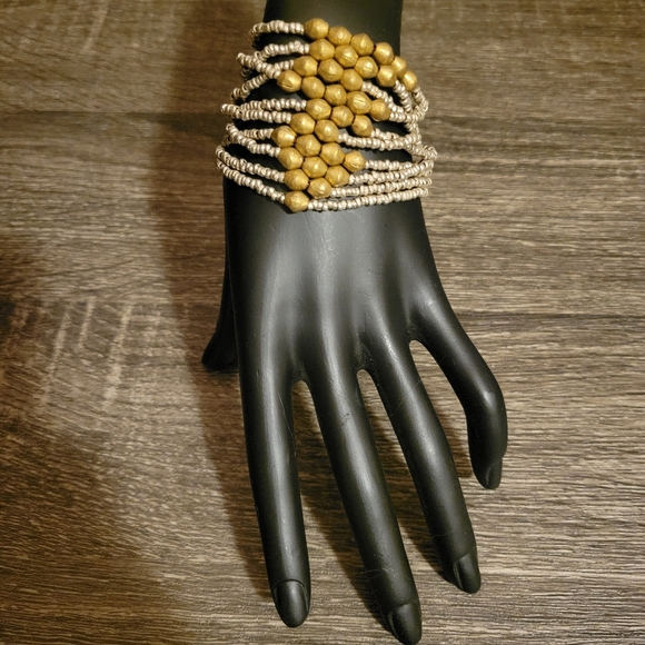 Estate Copper & Metal Beaded Multi Strand Bracelet - Picture 1 of 4